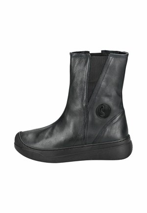 Platform ankle boots - navy w black elastic