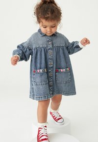 Next Skjortekjole - blue denim embroidered