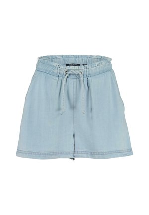 Lyseblå casual shorts med elastisk talje og snor, sidelommer og løs pasform.