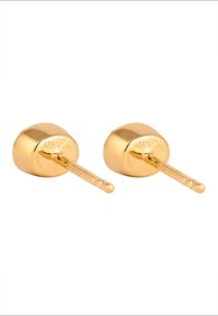 Boucles d'oreilles en argent sterling plaqué or, avec des formes arrondies et des finitions lisses, dotées de tiges plates pour un port sécurisé. Marquées "925 A9."