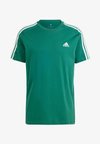 ESSENTIALS SINGLE 3-STRIPES - Apdrukāts T-krekls - collegiate green