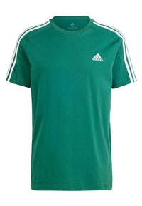 ESSENTIALS SINGLE 3-STRIPES - Camiseta estampada - collegiate green