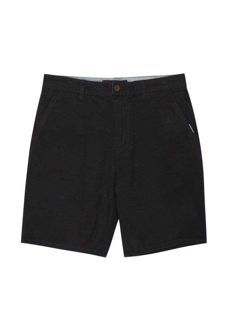 Czarne bawełniane szorty z zapięciem na guzik, bocznymi kieszeniami i jedną kieszenią z tyłu. Charakteryzują się delikatną fakturą i prostym designem.