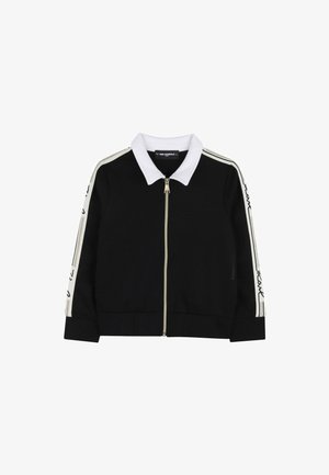 KARL LAGERFELD, CÁRDIGAN DE PUNTO DOBLE CON ILUSTRACIÓN DE PEDRERÍA EN LA ESPALDA - Sudadera con cremallera - black