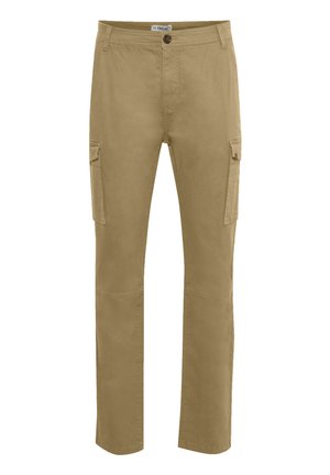 Tans kleur cargo pants met een rechte pasvorm, gemaakt van stevige katoen. Voorzien van zijzakken, een knoopsluiting en versterkte kniestukken.