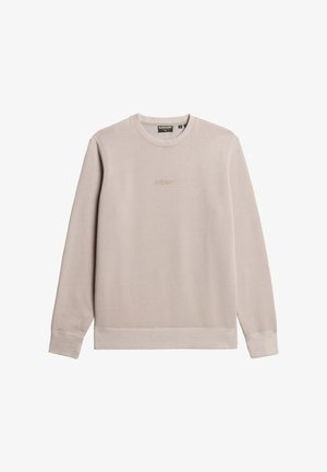 Lichtbeige sweatshirt, gemaakt van katoen, met ronde hals, lange mouwen, ribgebreide manchetten en zoom, met een subtiele "Superdry" logo in dezelfde kleur.