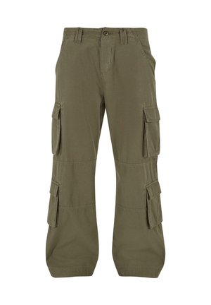Cargo broek in olijfgroen. Gemaakt van katoen, met meerdere zijzakken, een rechte snit en zichtbare stikdetails.