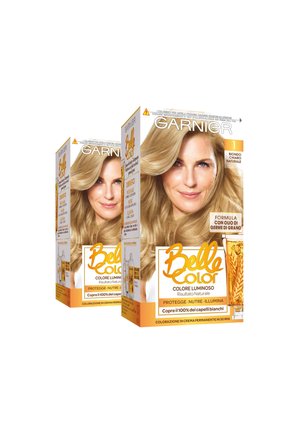 GARNIER TINTA CAPELLI BELLE COLOR, COLORE LUMINOSO E RIFLESSI NATURALI, COPRE IL 100% DEI CAPELLI BIANCHI - 2 PACK - Tinte capelli - biondo chiaro naturale