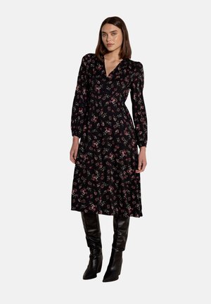 Apricot, FLORAL PRINT MIDI DRESS - Robe chemise - black