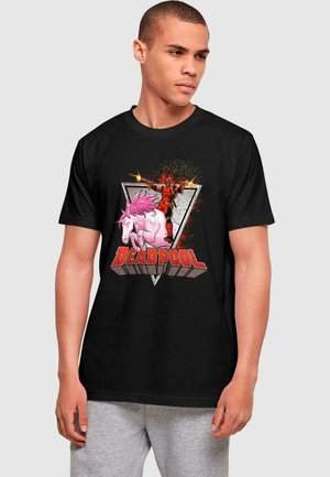DEADPOOL - RIDES A UNICORN  - Print T-shirt - black