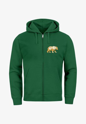 Neverless POLYGON PRINT BÄR PRINT MOTIV FASHION STREETSTYLE - Sweatjacke - bottle green