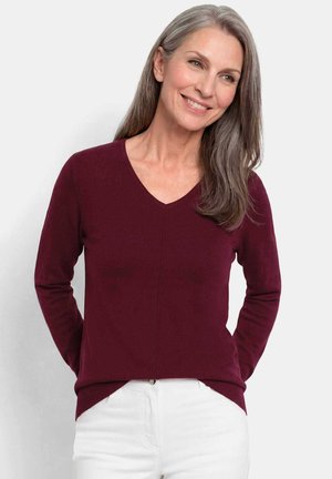 GOLDNER, PULLOVER MIT V-AUSSCHNITT PETITE PULLOVER MIT V-AUSSCHNITT AUS COTTAMIRA - Jumper - bordeaux