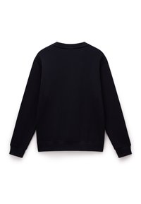 Sort bomulds sweatervest med rund hals, lange ærmer og ribbede manchetter. Glat tekstur, minimalistisk design og ingen synlige mønstre eller hardware.