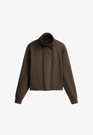 OYSHO, NEOPRENE-EFFECT DOUBLE-COLLAR JACKET - Veste légère - brown