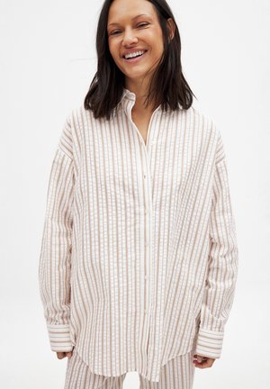 SEERSUCKER LONG SLEEVE - Paitapusero - brown creme