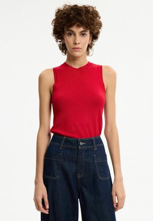INSIDE, CHALECO PUNTO FINO SLIM - Top - rojo
