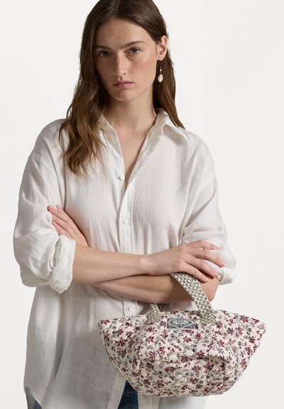 Polo Ralph Lauren QUILTED FLORAL COTTON SMALL TOTE - Soma ar siksnu pāri ķermenim - cream/red multi