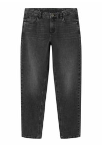 Svarta jeans i denim med rak bendesign, som har fem fickor, knappstängning och subtila blekningar. Sömmar och bältesöglor.