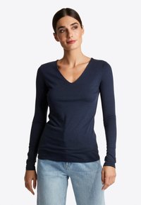 Rich & Royal LONGSLEEVE MIT V NECK - Langarmshirt - midnight blue