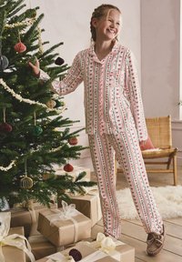 Next REGULAR FIT CHRISTMAS BUTTON THROUGH SET - Pyjama set - red/cream bow candy cane