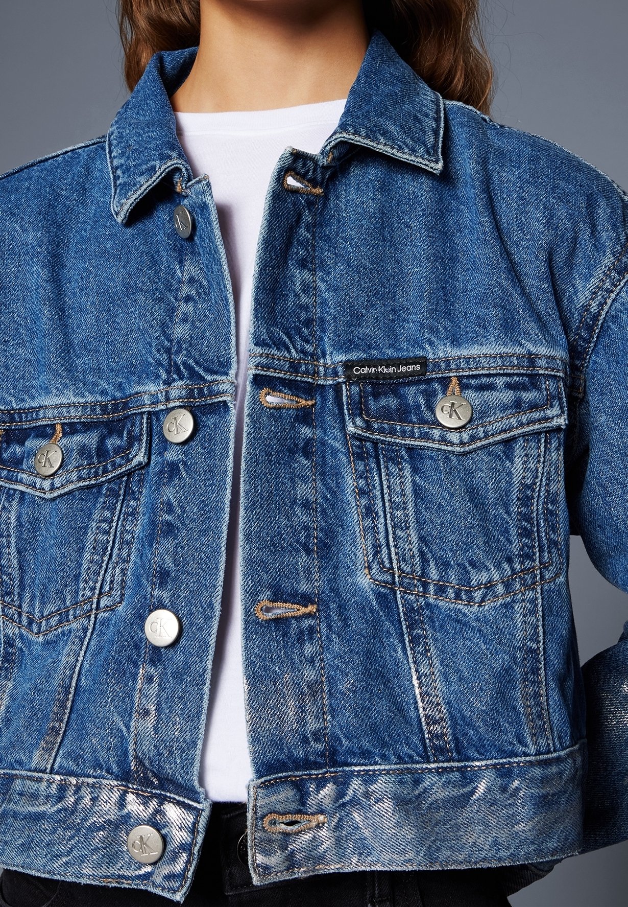 denim jacket calvin klein silver jacket