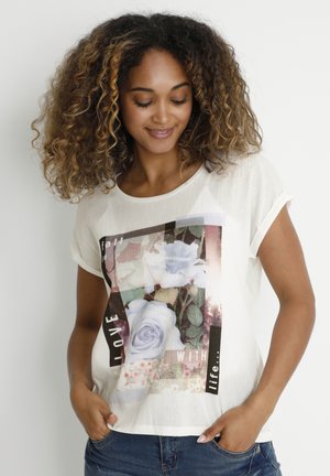Print T-shirt - snow white blue rose