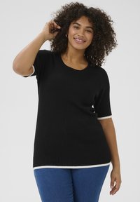 Kaffe Curve - KCLIZZY - Basic T-shirt - black with chalk contrast Thumbnail Image 1