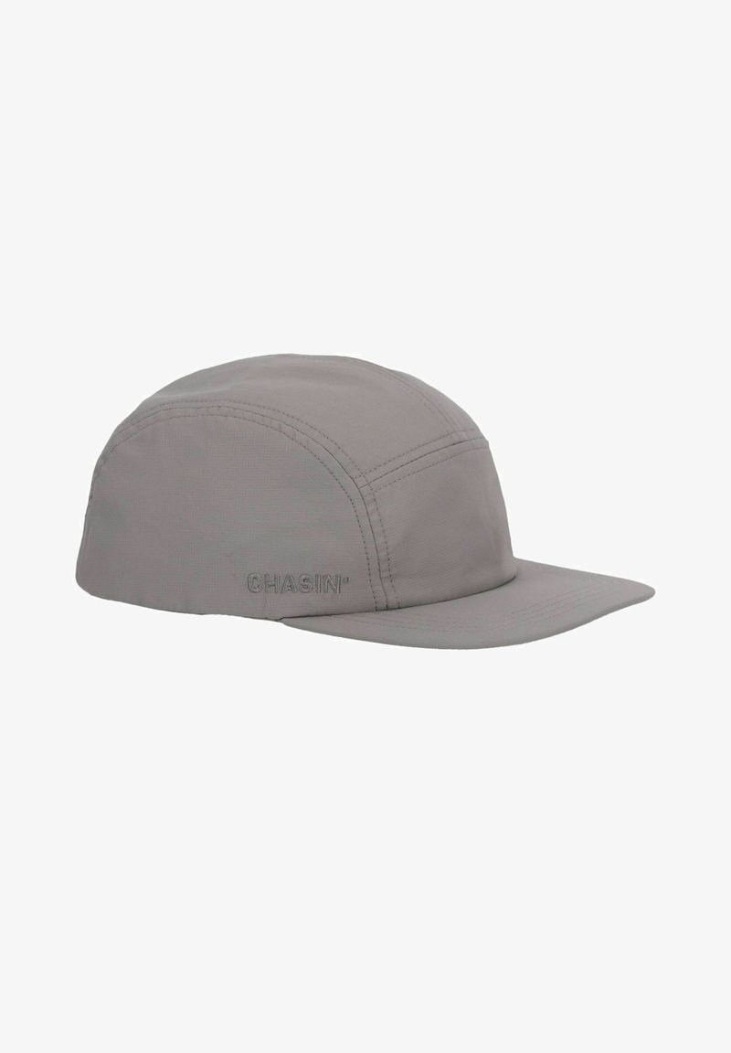 Grå kasket med en stiv skygge, lavet af let polyester. Har diskret broderet branding og et enkelt, strømlinet design.
