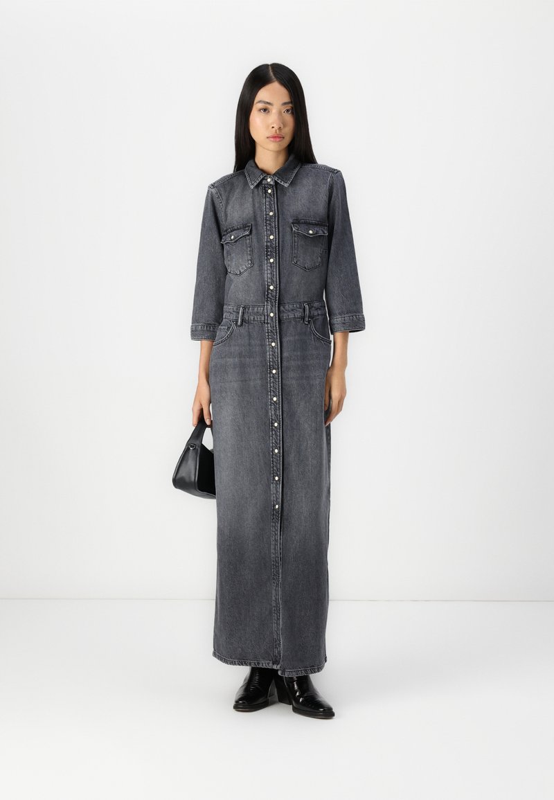 blair long sleeve denim maxi dress AllSaints BLAIR DRESS - Denim dress - washed black/black denim