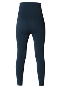 Leggings taille haute bleu marine avec une texture côtelée et un design ajusté, offrant une silhouette lisse et une flexibilité.