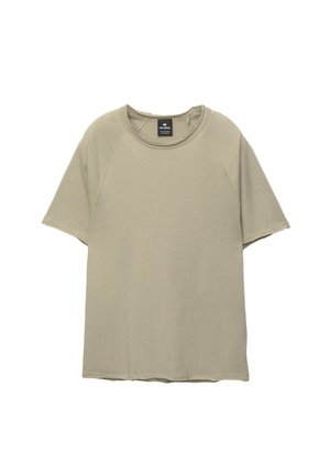 PULL&BEAR SHORT SLEEVE TRIMMED  - Tricou basic - khaki