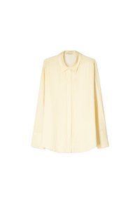 Geel gestreepte overhemden met lange mouwen en knoopsluiting, met een sombere kraag en een ontspannen pasvorm, met manchetten, gemaakt van lichtgewicht stof.