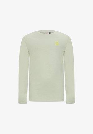 Jasnozielona koszula z długim rękawem, wykonana z miękkiej bawełny. Posiada małe żółte logo na lewej piersi oraz okrągły dekolt. Prosty design.