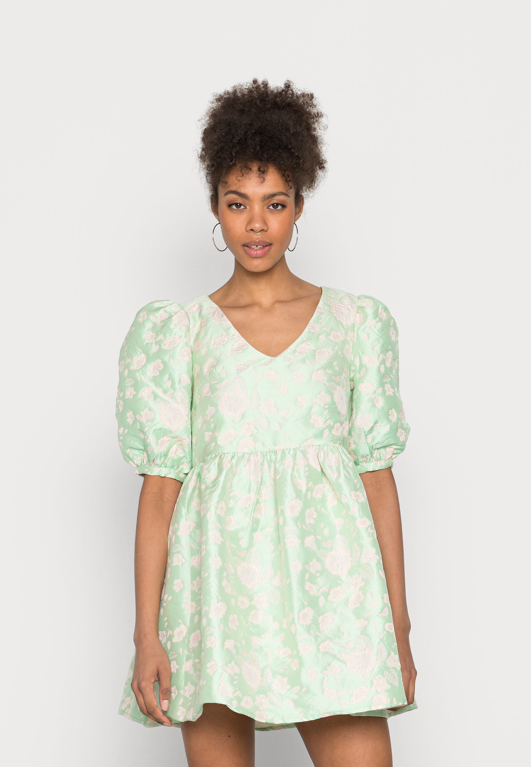 Glamorous V-NECK PUFF SLEEVE SMOCK MINI 