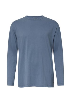 Pikaedega pikkade varrukatega särk pehmest helesinisest kangast. Ümar kaelus, sirge lõige ning õmbluse detailid allservas ja varrukatel. Brändi logo allservas.