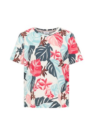 Cecil, T-SHIRT MIT RUNDHALS UND BLÄTTERPRINT - Printtipaita - light alabaster white
