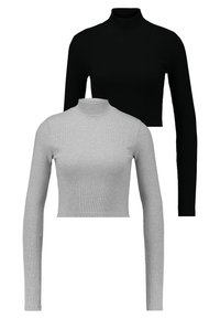 HIGH NECK CROP 2 PACK - Camisola de manga comprida - black/grey