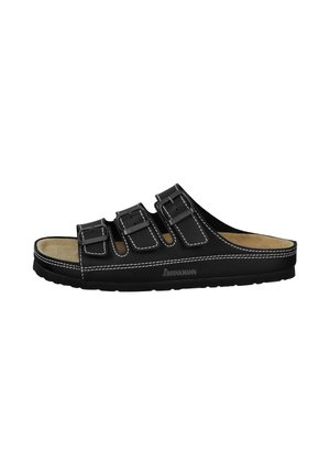 Pantolette flach - schwarz