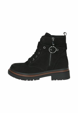Enkellaarsjes met plateauzool - black nubuc
