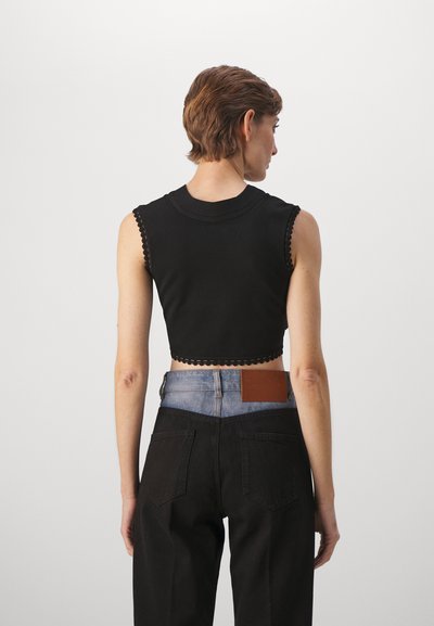 Victoria Beckham SCALLOP TRIM TANK - Débardeur - black