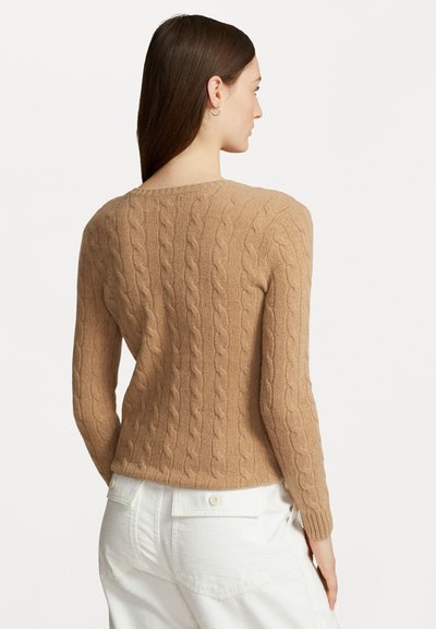 Polo Ralph Lauren CABLE KNIT WOOL CASHMERE V-NECK SWEATER - Pulóver - collection camel melange