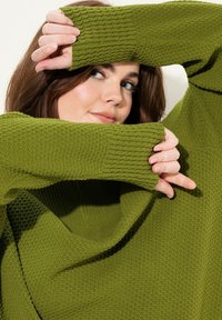 Ulla Popken TROYER COLLAR LONG SLEEVE - Maglione - algae green