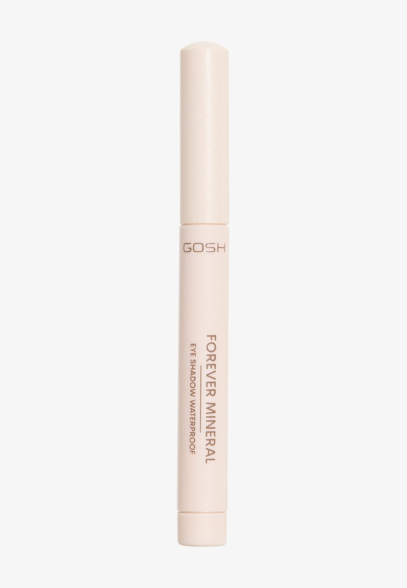 Wodoodporna cienie do powiek GOSH Forever Mineral w jasnoróżowym kolorze w formie ołówka do wykręcania, z minimalistycznym designem i przejrzystym oznakowaniem.