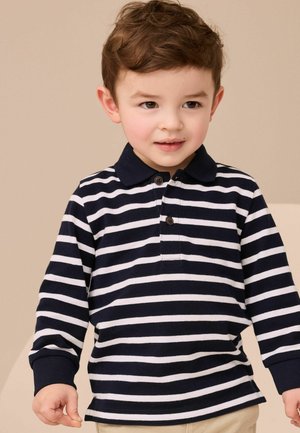 REGULAR FIT - LONG SLEEVE - Polo marškinėliai - navy white striped