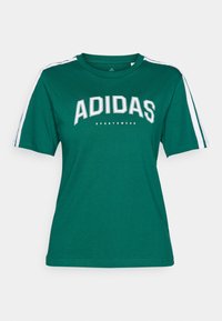adidas Sportswear LOUNGE SOFT SIDE GRAPHIC - Marškinėliai su spaudiniu - collegiate green
