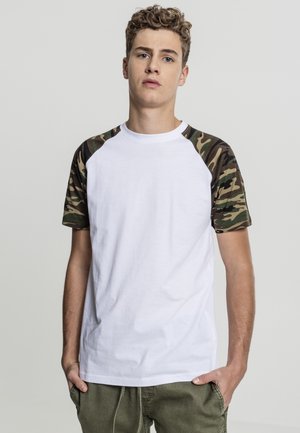 RAGLAN CONTRAST  - T-shirt imprimé - white/dark green