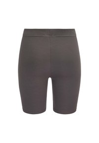 Tmavomodré rebrované cyklistické šortky s priliehavým strihom, vybavené elastickým pásom a hladkou textúrou. Bez viditeľných vzorov alebo akcentov.