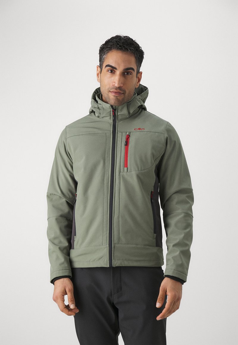 CMP MAN JACKET ZIP HOOD - Softshelljas - salvia