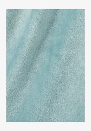 Soft, light blue fabric with a smooth texture and slight pile, resembling fleece, featuring gentle drape and no visible patterns or embellishments.