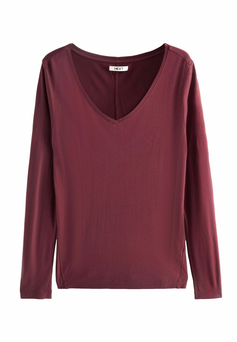 Next REGULAR FIT SLOUCH V-NECK LONG SLEEVE - Langarmshirt - burgundy red